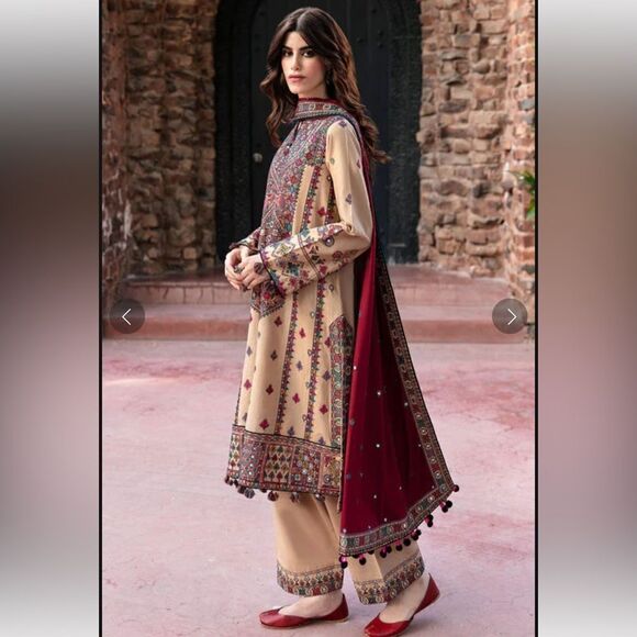 JAZMIN PAKISTANI DESIGNER EMBROIDERED SLUB KHADDAR - Picture 1 of 16